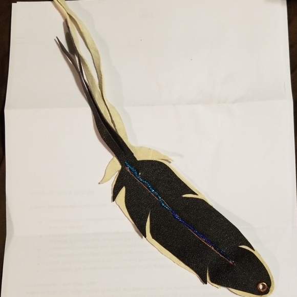 Leather Feathers -bag charm or bracelet - Picture 4 of 5
